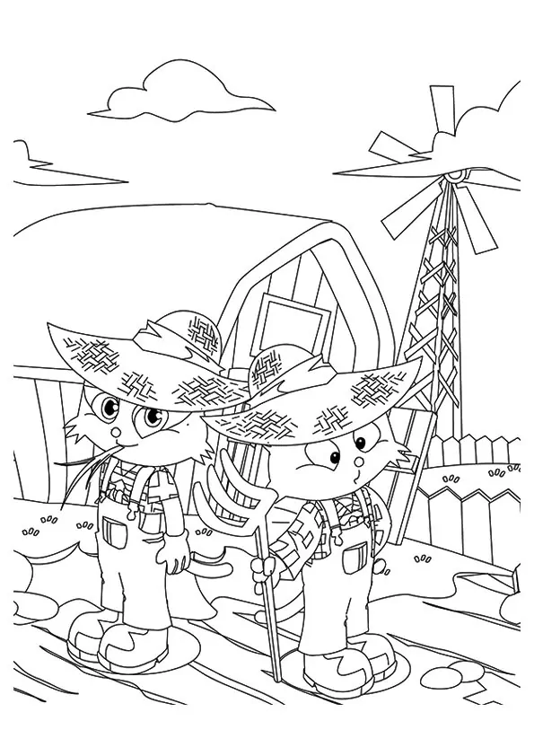 Zwei Cartoon-Kätzchen auf dem Bauernhof