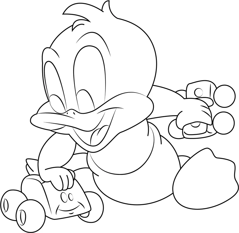 Baby Daffy Playing Cars