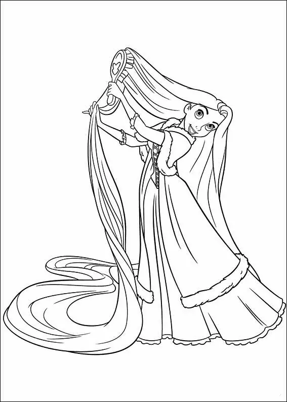 Rapunzel Brushing Her Hair