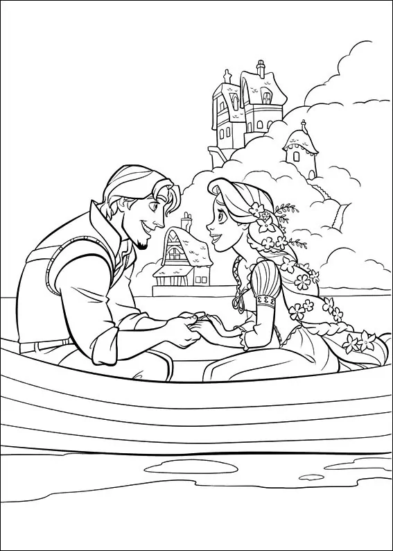 Flynn und Rapunzel auf dem Boot