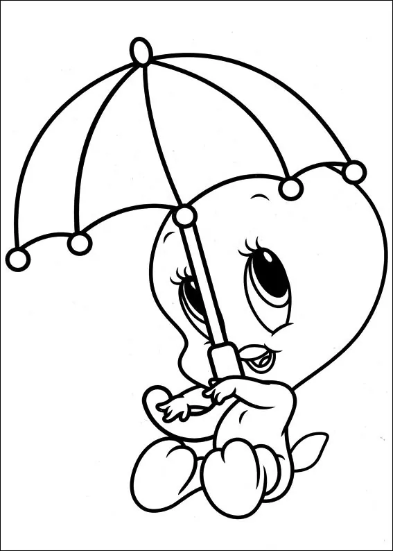 Baby Tweety mit Regenschirm