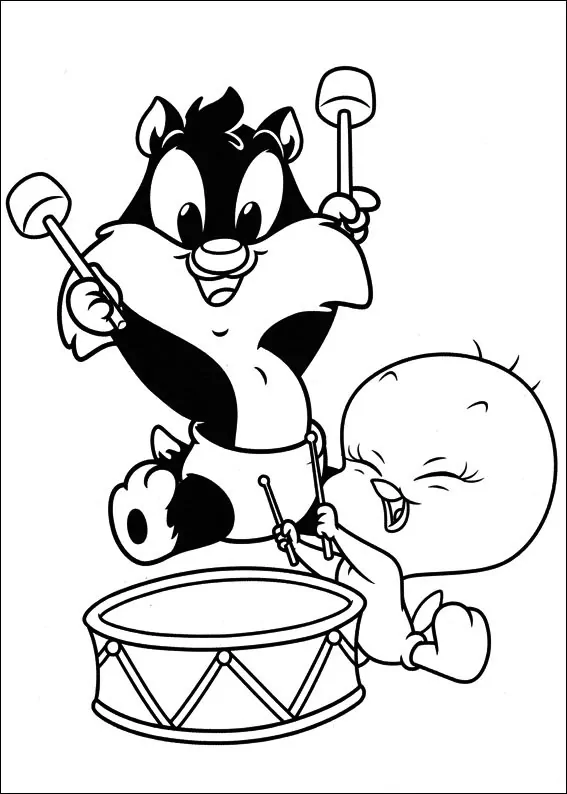Baby Sylvester And Tweety Drumming