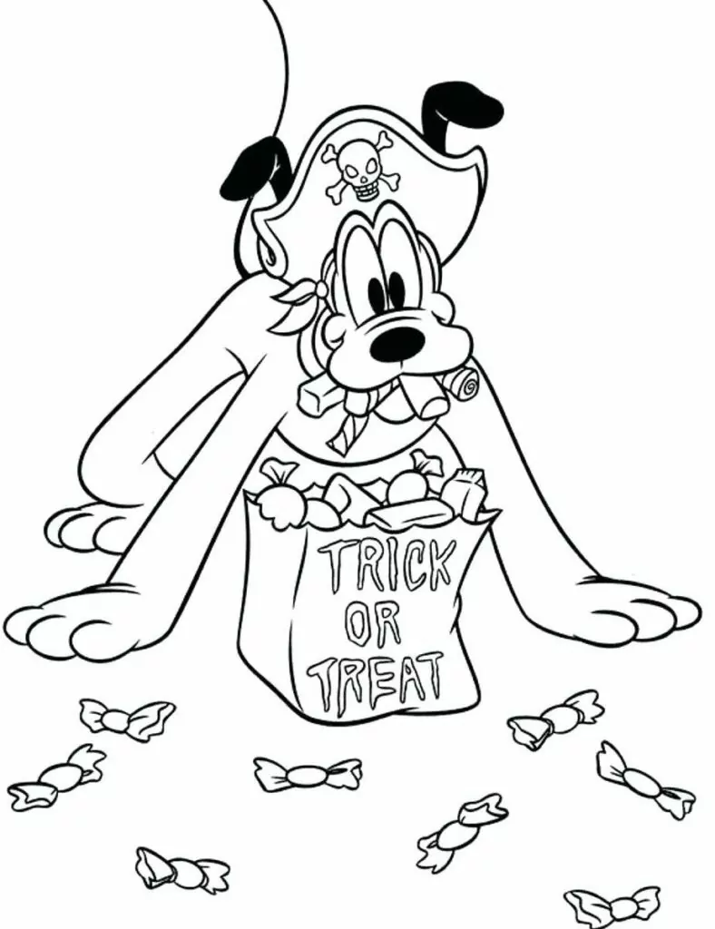 Pluto In Pirate Costume And With Candy Bag