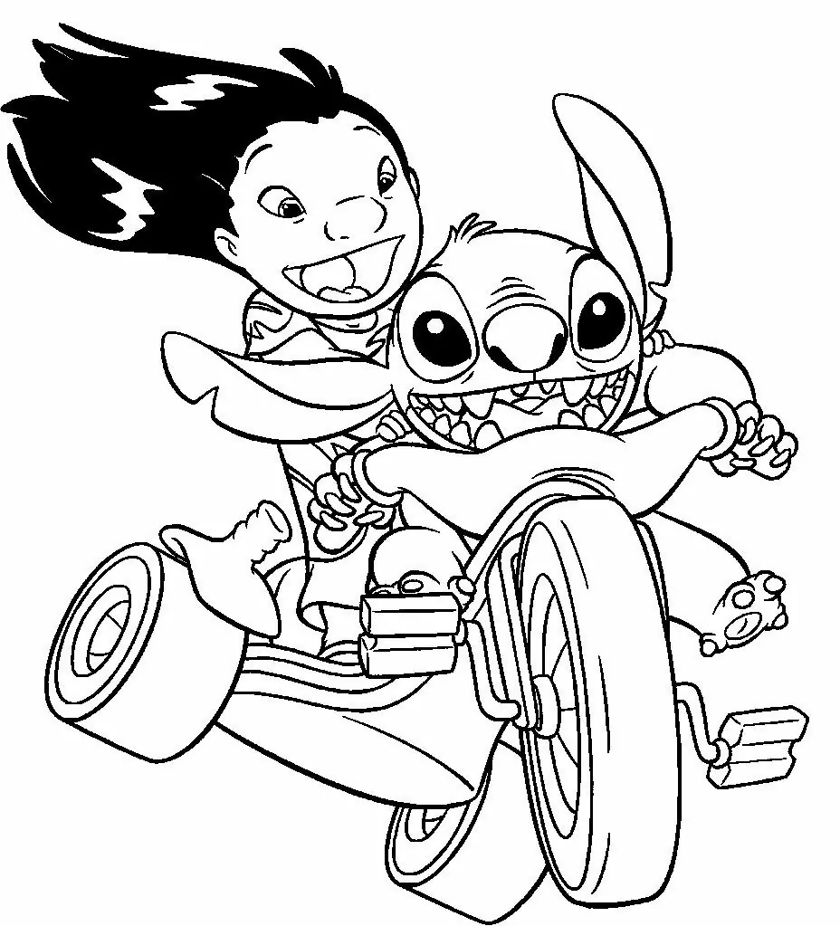 Stitch Riding Bike With Lilo