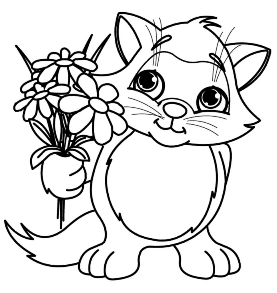 Niedliche Katze mit Blumen