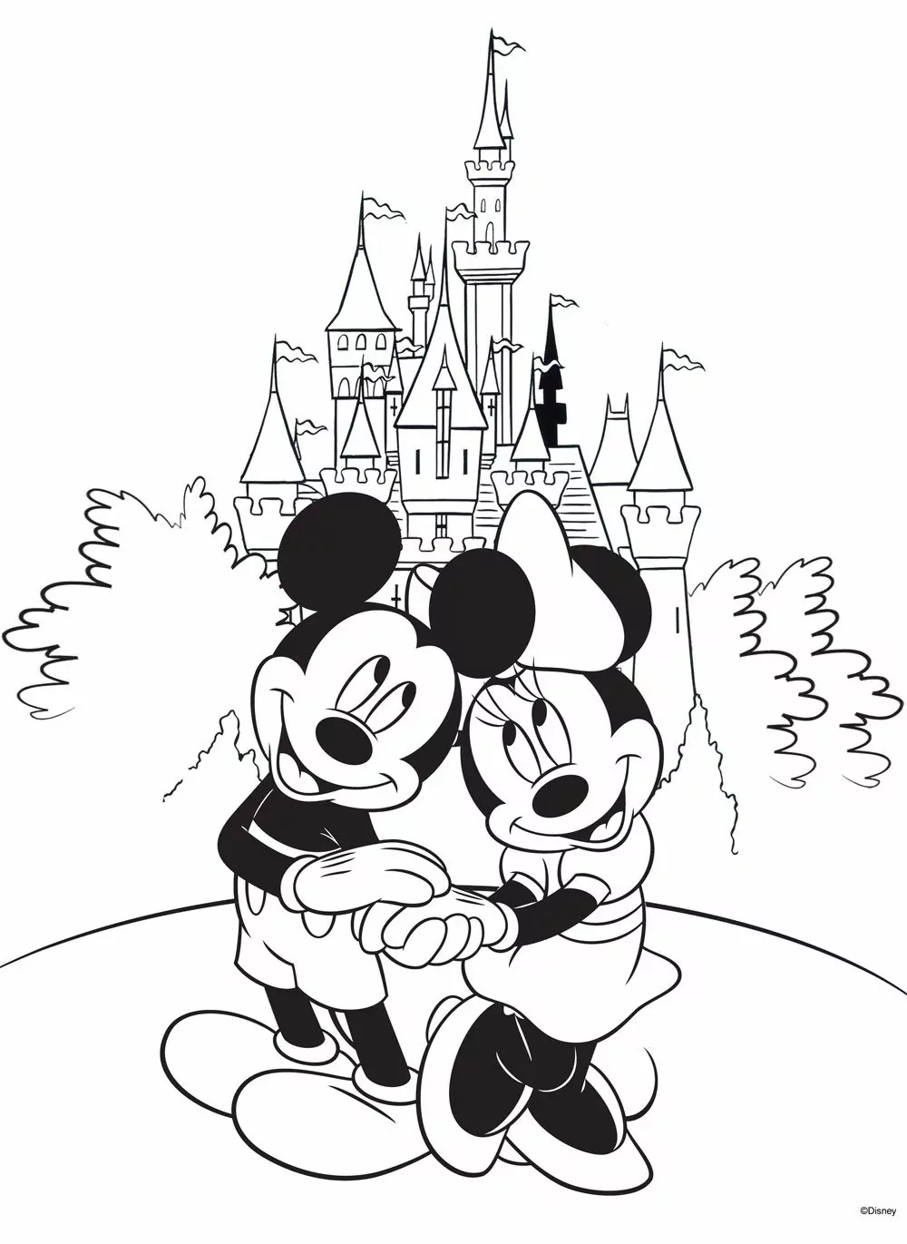 Cute Mickey And Minnie In Front Of The Castle