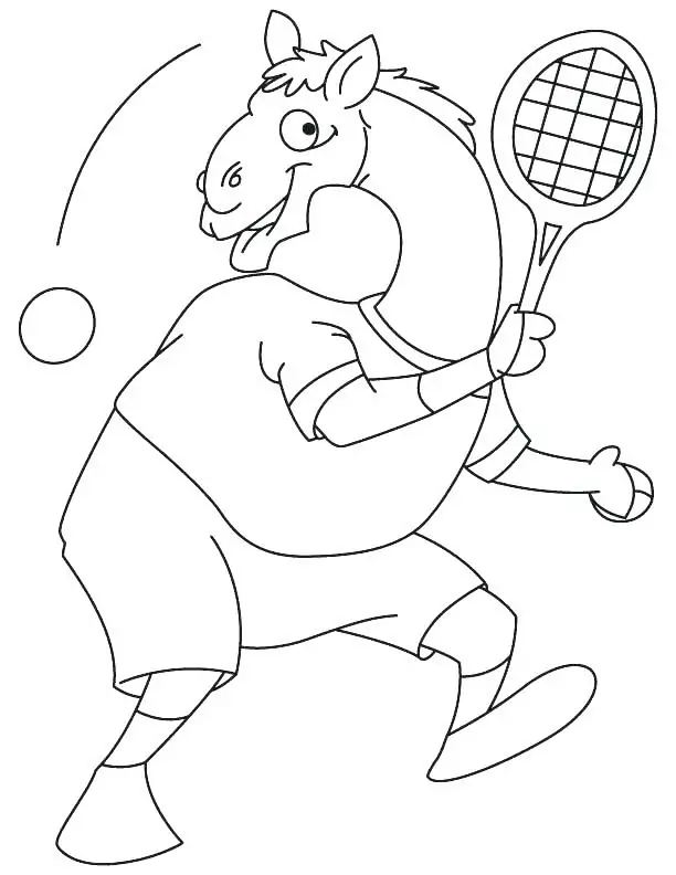 Kamel beim Tennisspielen