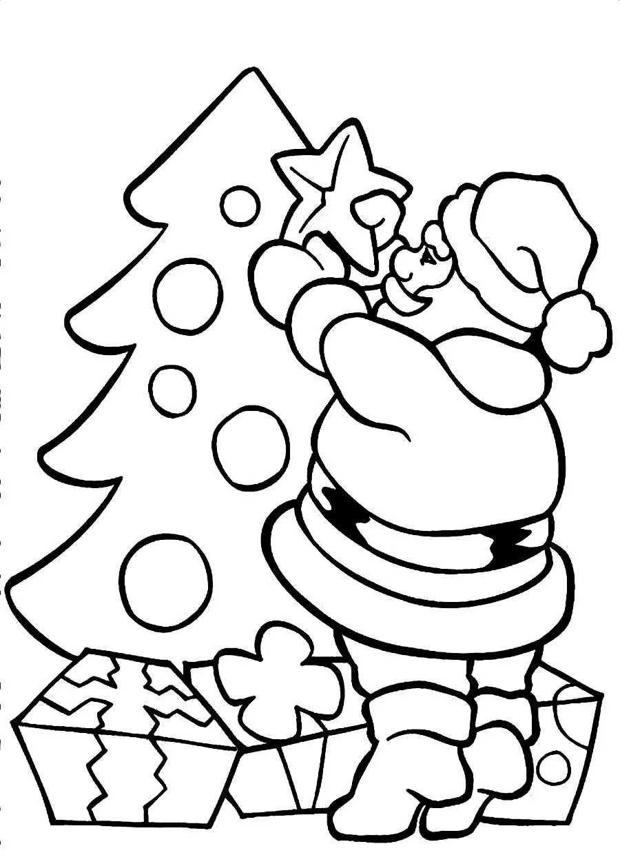 Santa Preparing Christmas Tree