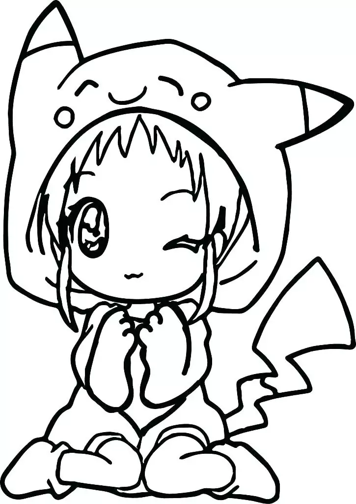 Little Girl Wearing Pikachu Hat