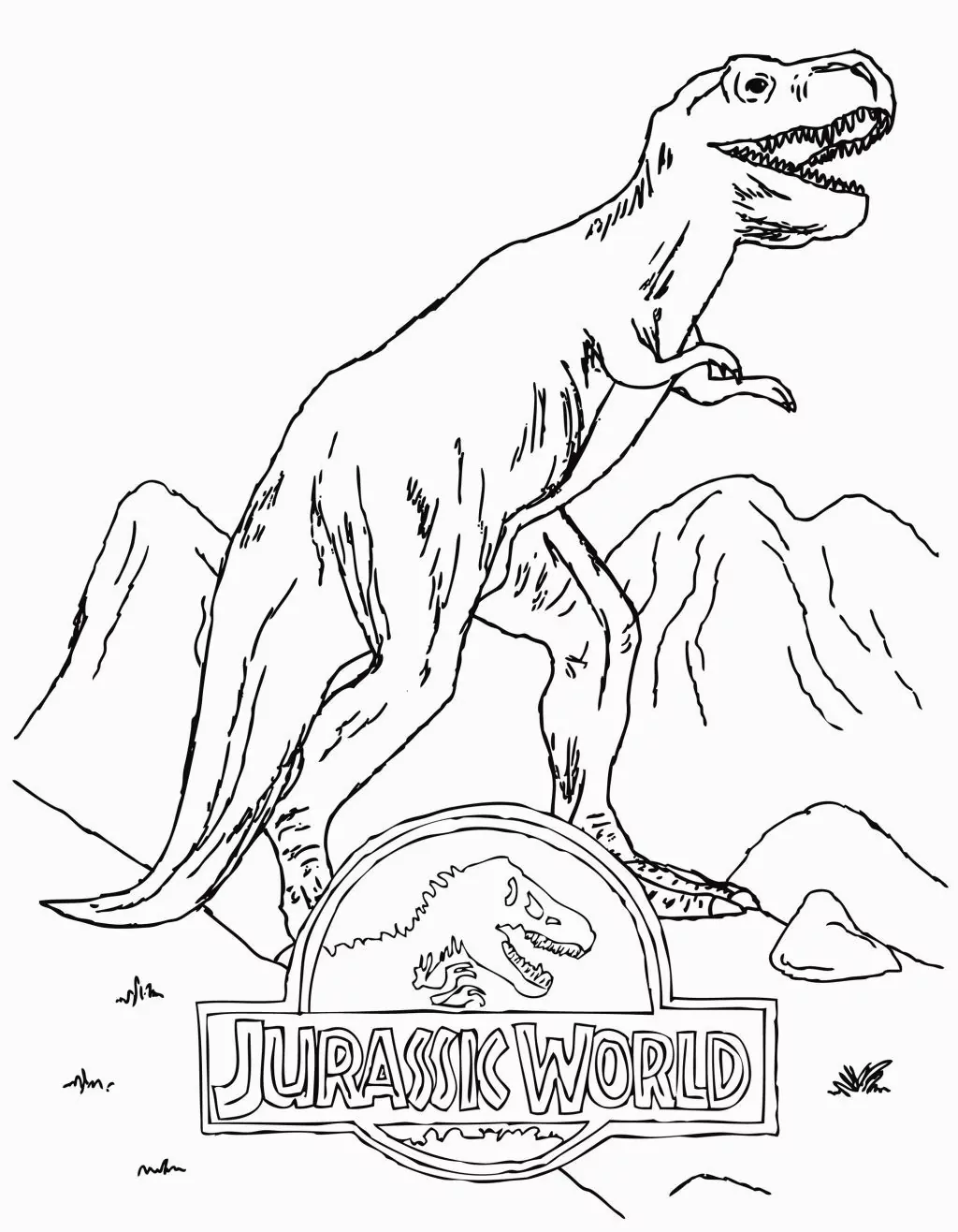 Logo Jurassic World mit T-Rex