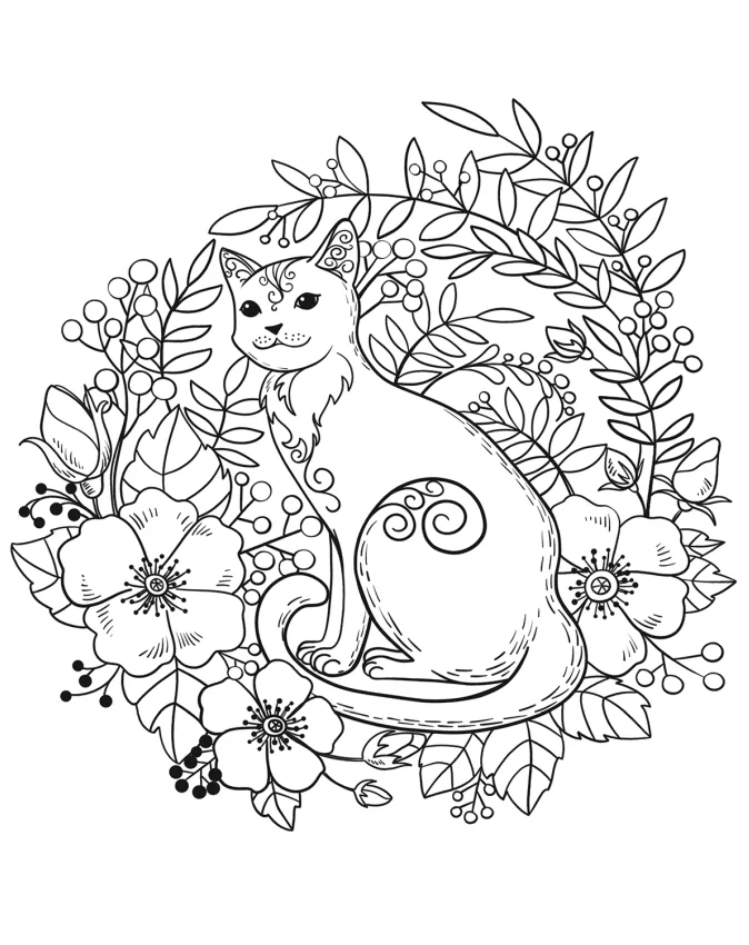 Katze in Blumen