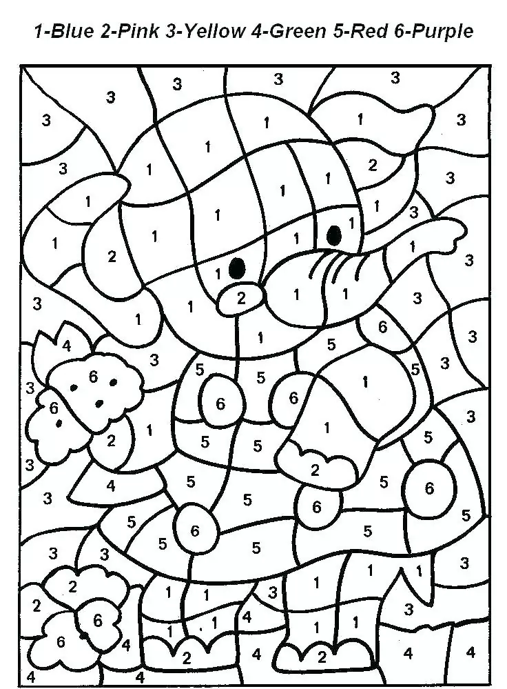 Elephant For Coloring By Numbers