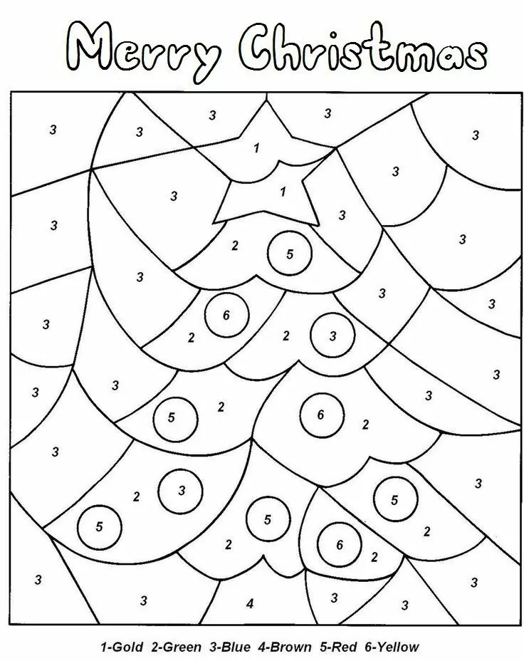 Christmas Tree For Coloring By Numbers