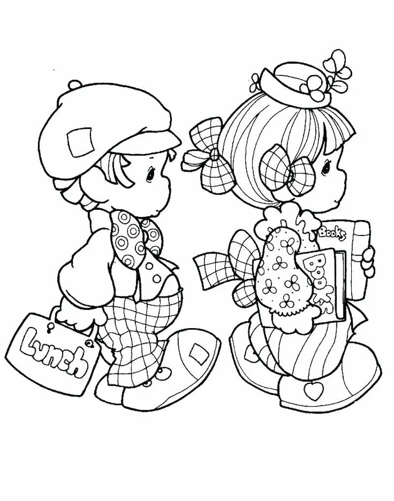 Little Boy And Little Girl Go To School