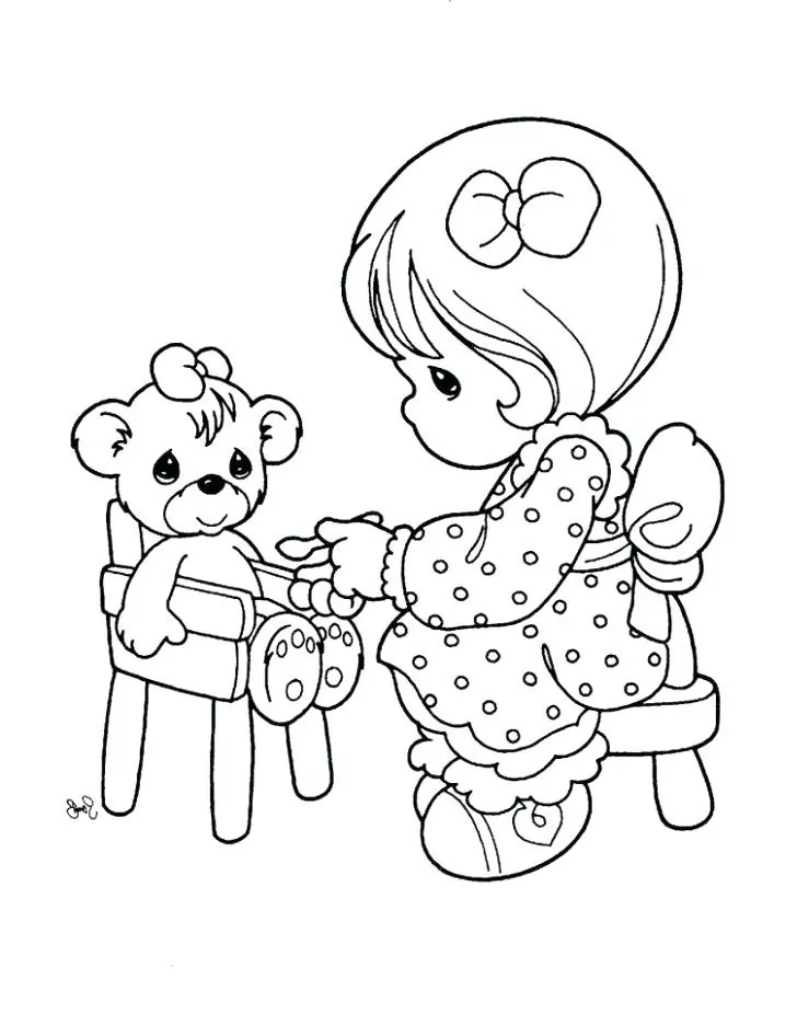 Little Girl Playing With Teddy