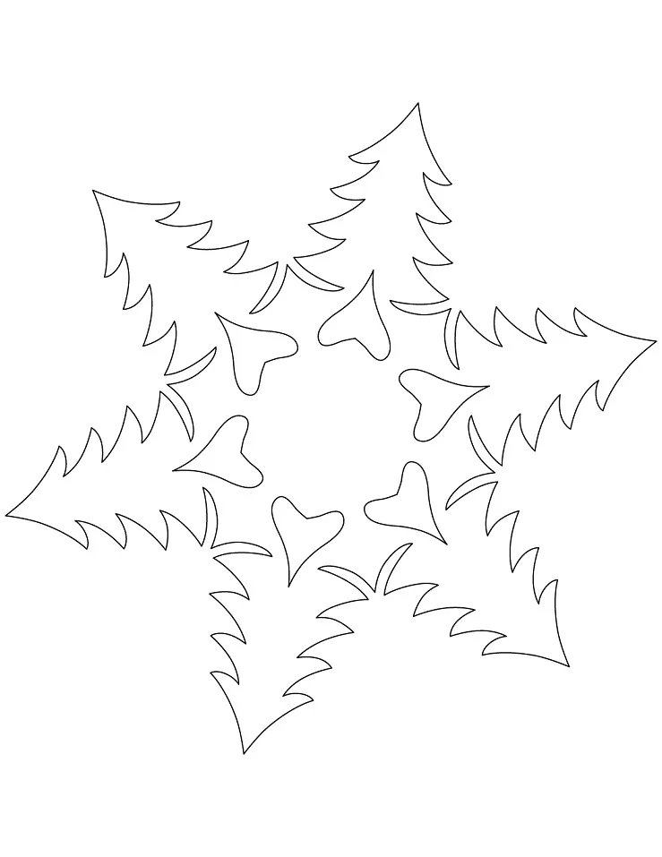 Snowflake with Christmas Trees