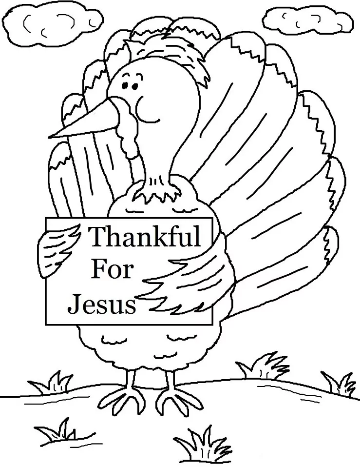 Turkey with Sign “Thankful For Jesus”