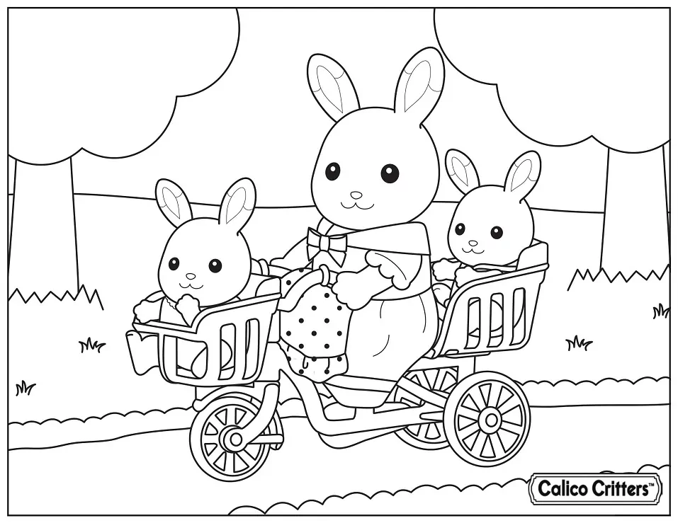 Calico-Viecher mit Baby-Fahrrad