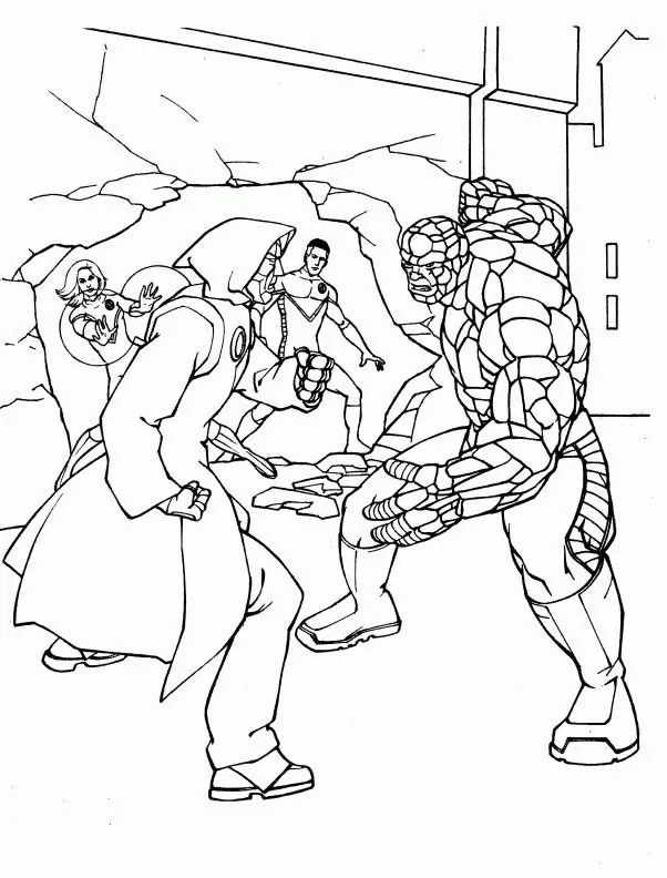 Fantastic Four und Dr. Doom kämpfen