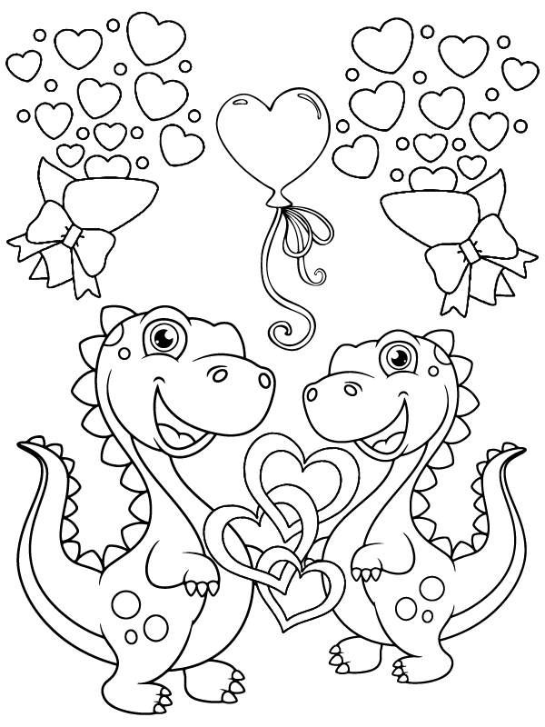 Adorable Dinosaurs in Valentines