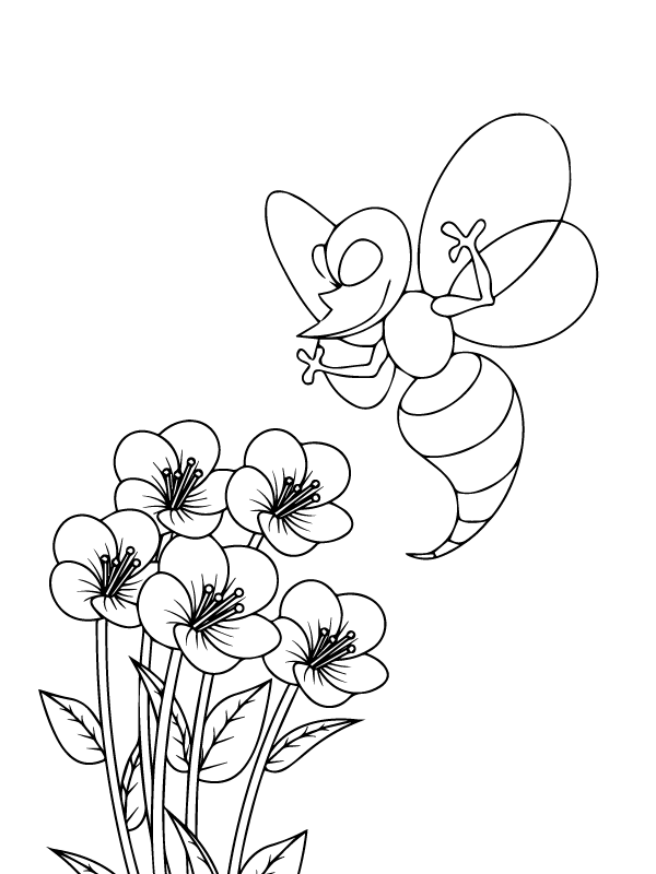 Adorable Flowers and Wasp