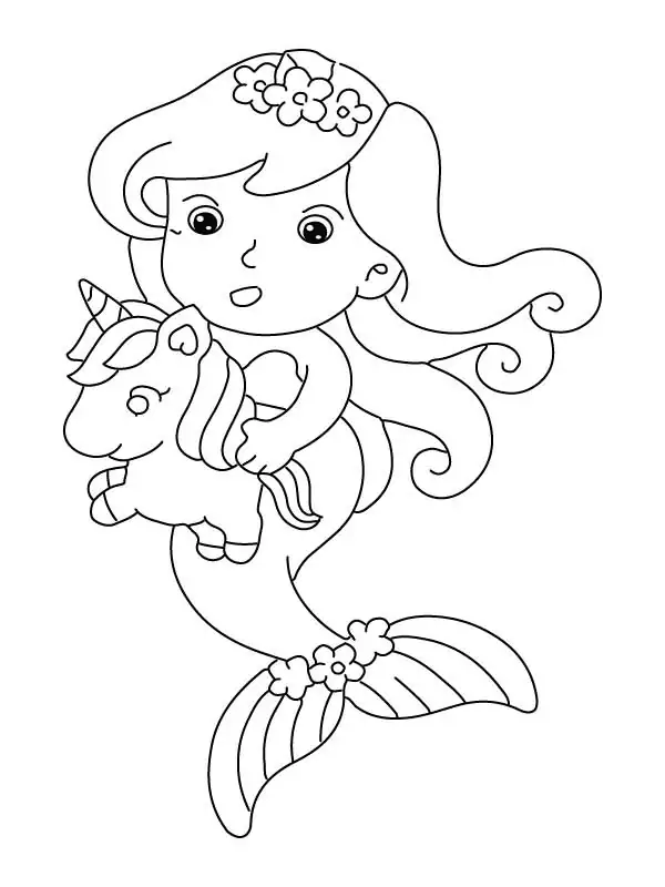 Adorable Mermaid Holding a Unicorn