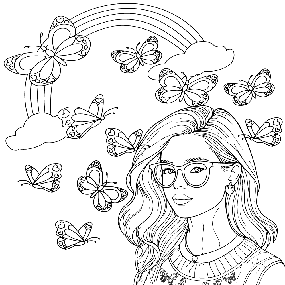 Aesthetic Butterflies and Girl