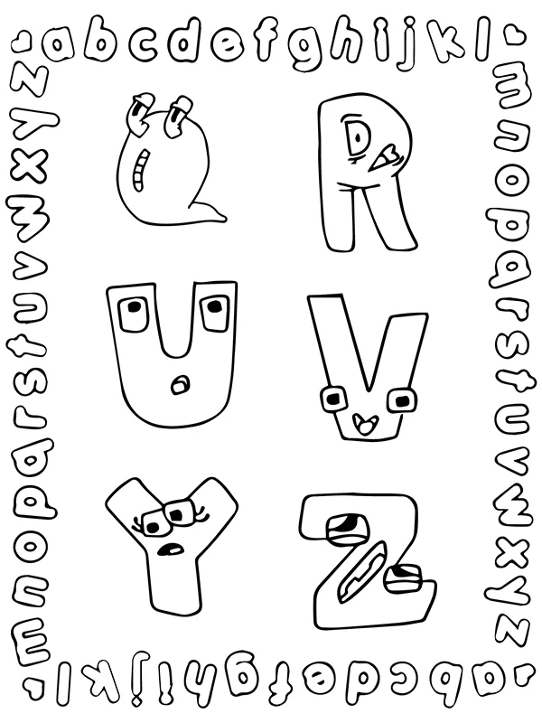 Alphabet Lore Letter Q, R, U, V, Y, and Z