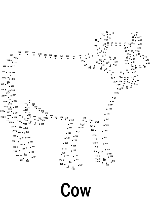 Amazing Cow Dot to Dot Coloring Page