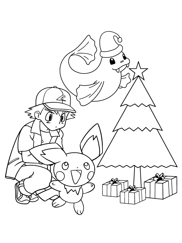 Ash and Pikachu in Pokemon Christmas