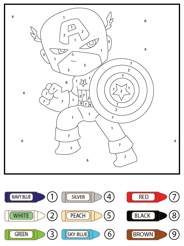 Baby Captain America Color by Number