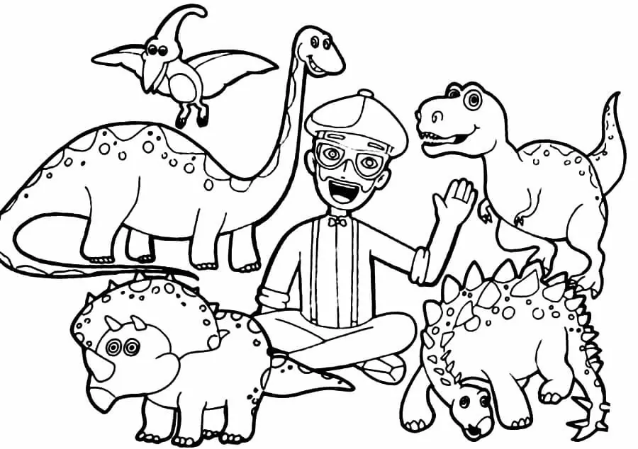 Blippi mit Dinosauriern