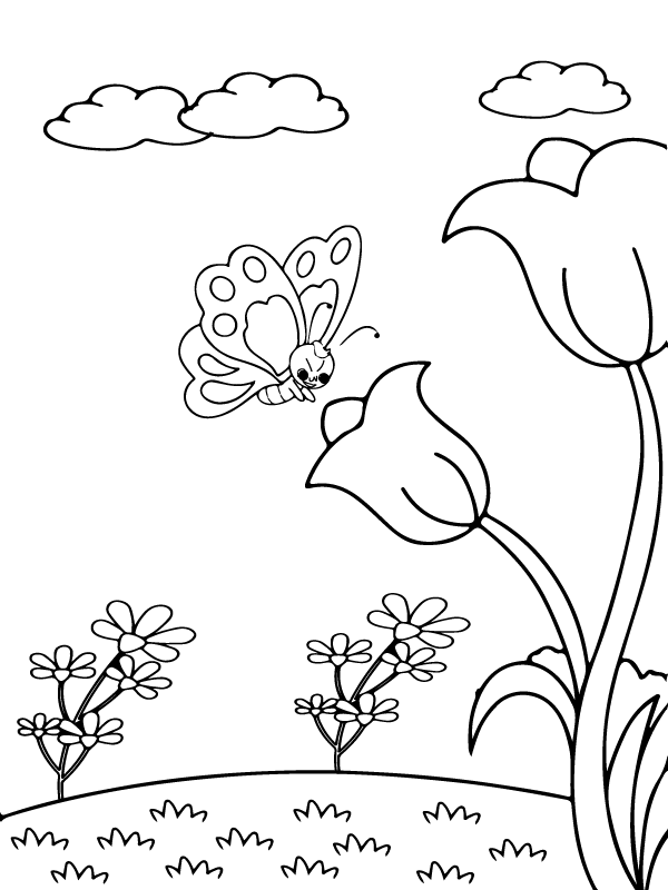 Butterfly and Flowers Printable