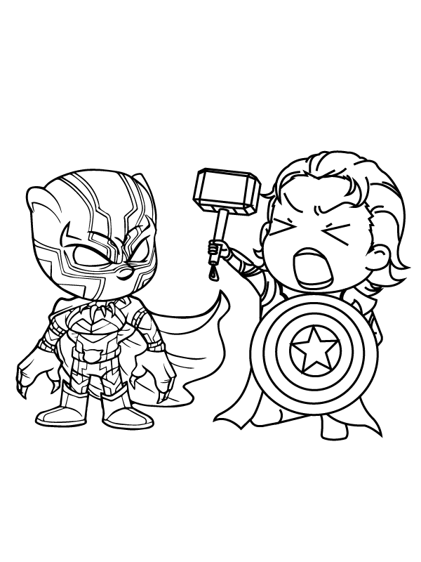 Chibi Black Panther and Thor