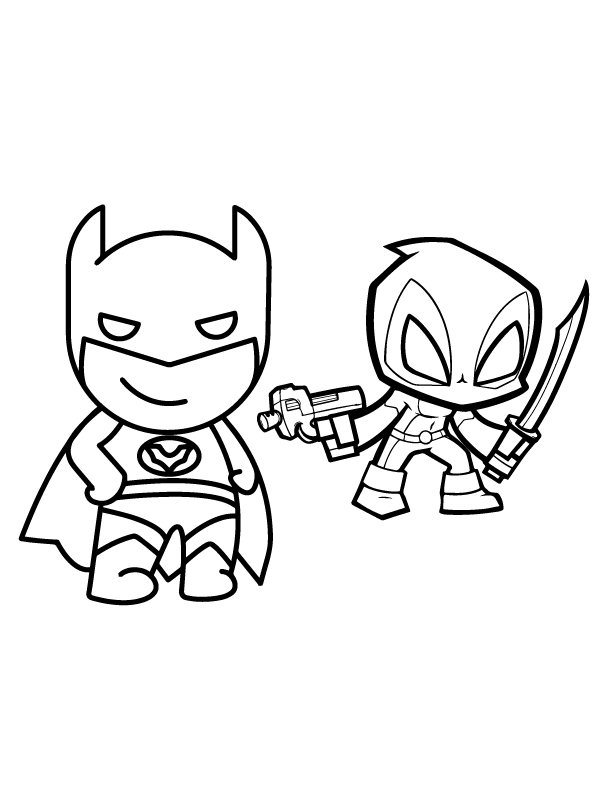 Chibi Deadpool and Batman