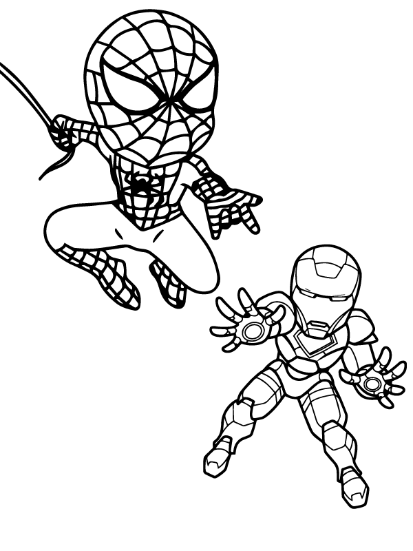 Chibi Spiderman and Iron Man