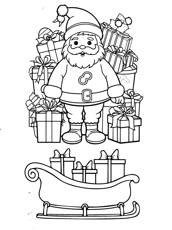 Christmas Santa Claus with Gift box on Sleigh