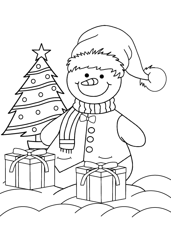 Christmas Snowman with Gift