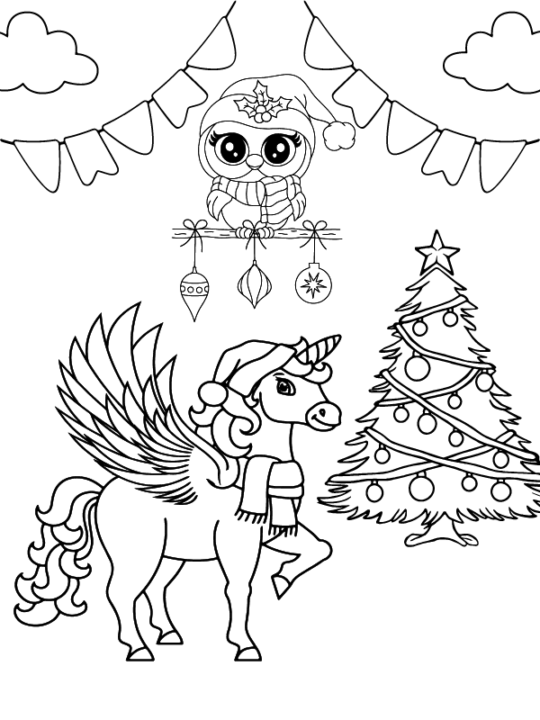 Christmas Unicorn and Owl
