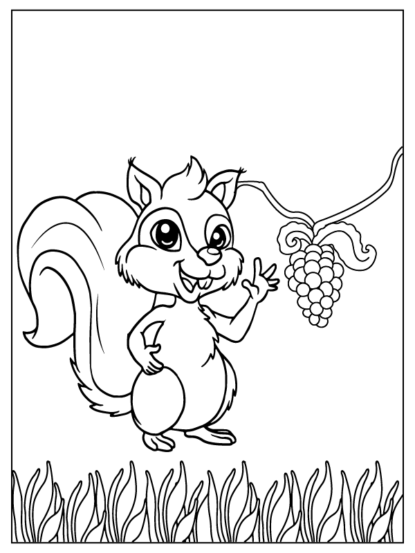 Clever Squirrel and Grapes