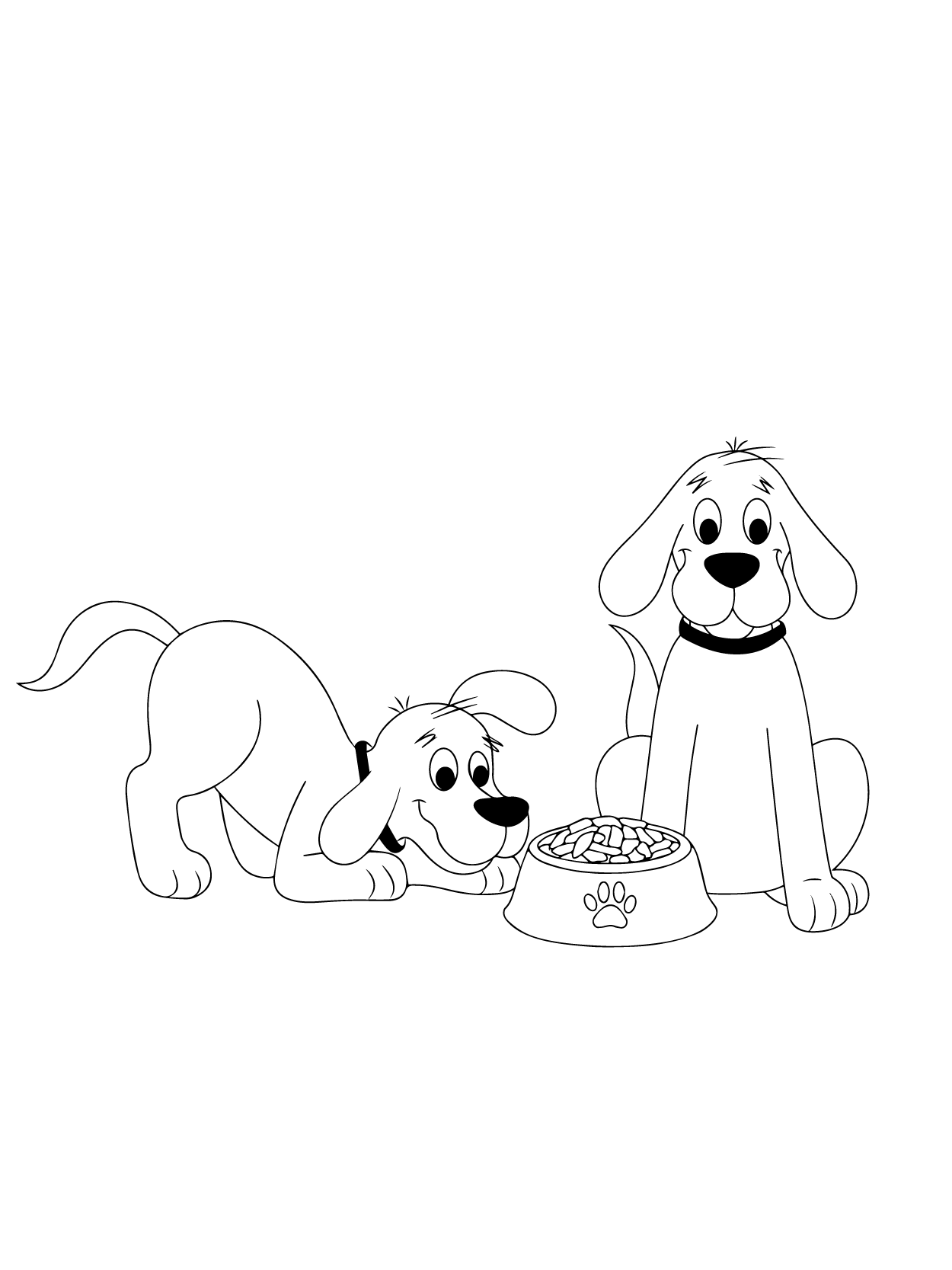 Clifford und Freund essen Hundefutter