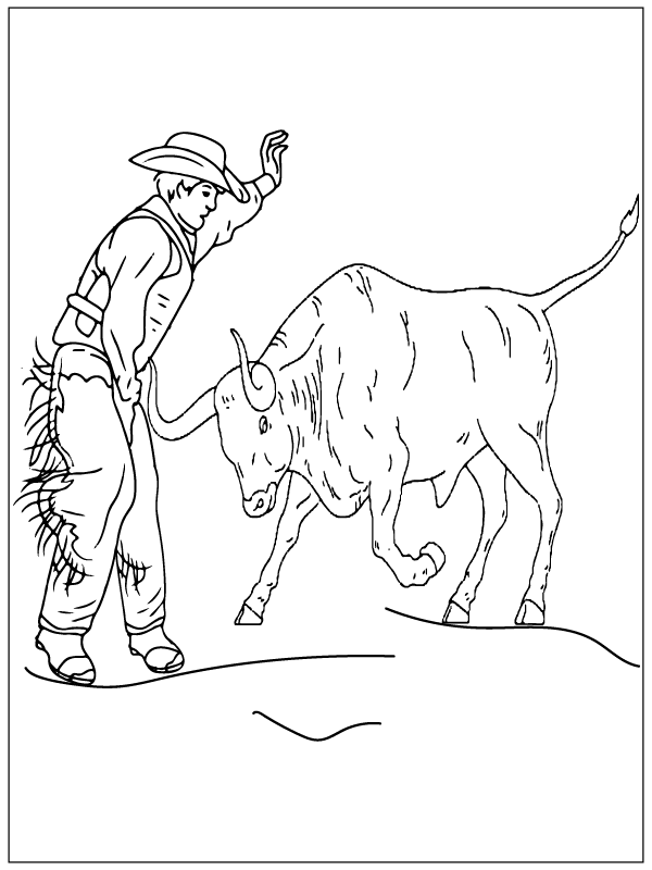 Cowboy fordert den Stier heraus