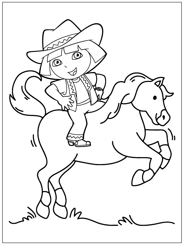 Cowboy Dora Riding a Horse