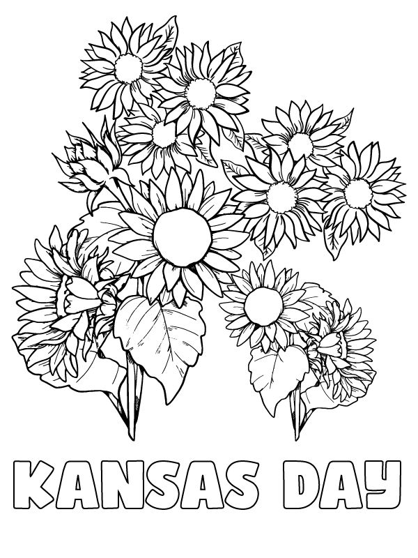 Creative Kansas Day Coloring Template