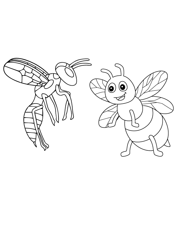 Cute Bee and Wasp