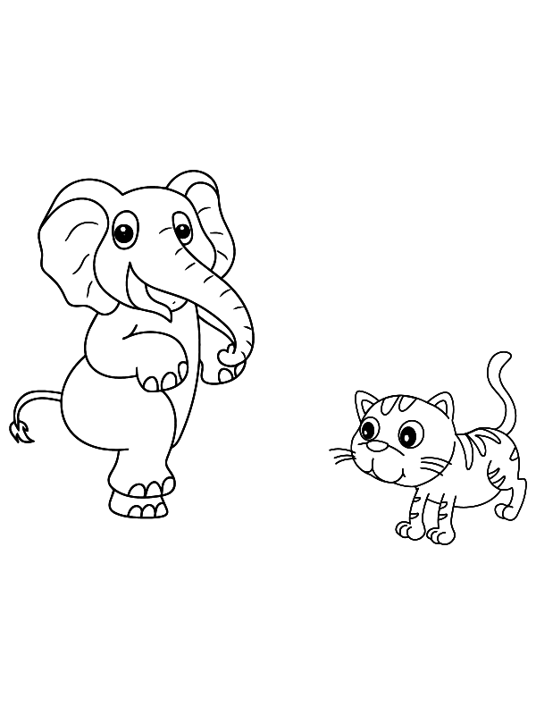 Cute Cat and Elephant Free Printable to Donwload