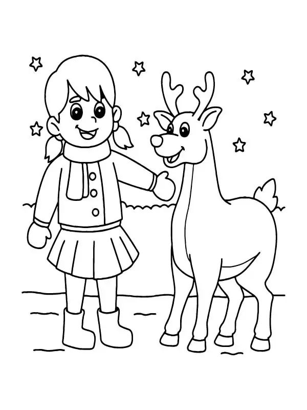 Cute Girl and Christmas Reindeer 2