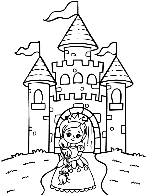 Niedliche Prinzessin und Schloss