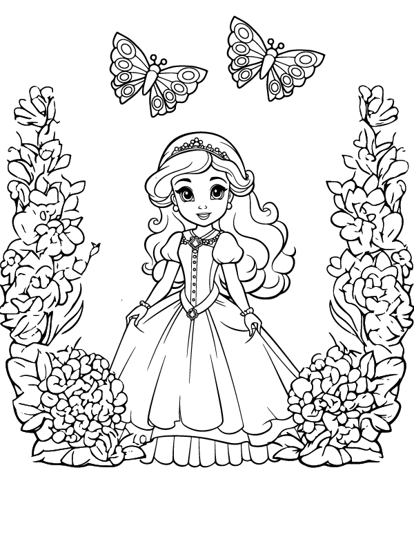 Cute Princess with Flower Border