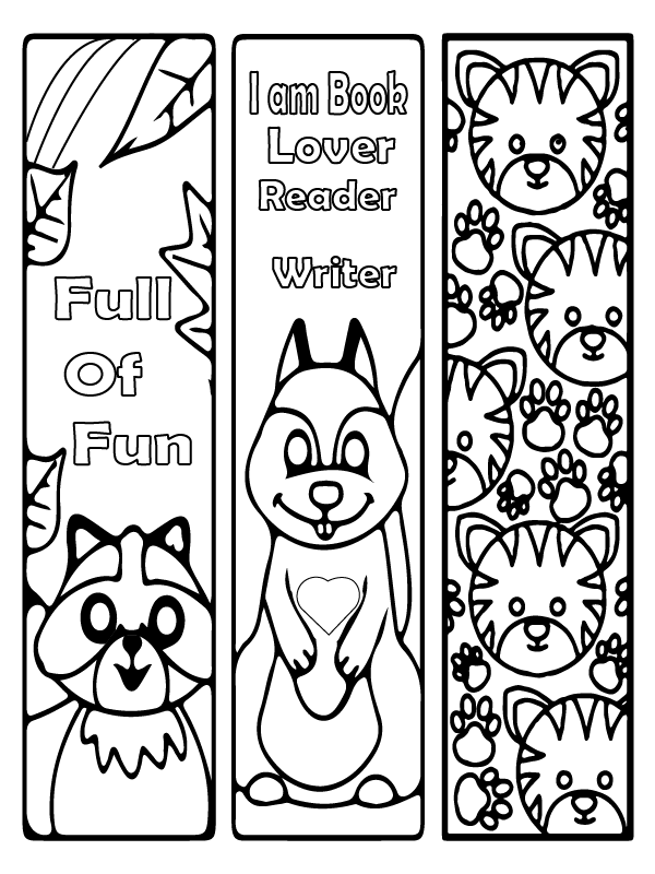 Cute Raccoon and Cubs Bookmark for Kids